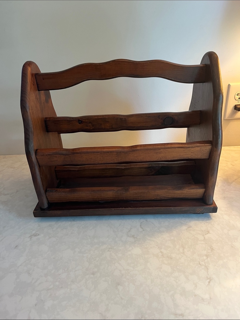 Vintage Wooden Magazine Record Holder Rack Decor